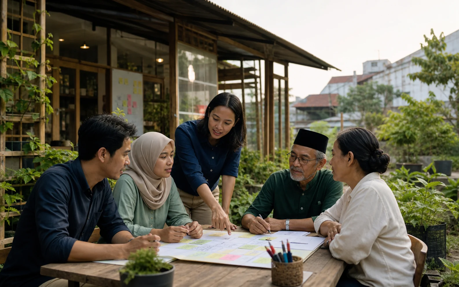 Sekelompok warga Indonesia merancang sebuah proyek komunitas bersama